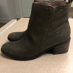 Green leather booties